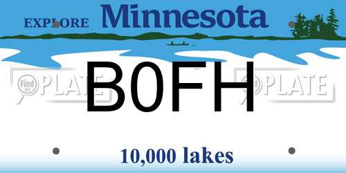 B0FH Minnesota License Plate