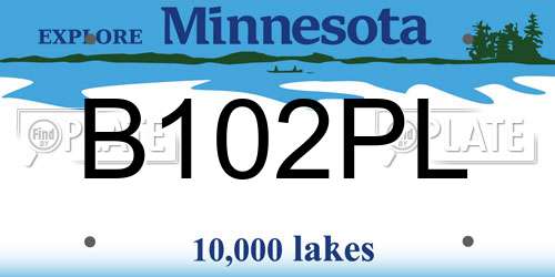 B102PL Minnesota License Plate