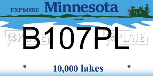 B107PL Minnesota License Plate