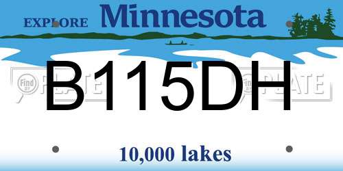 B115DH Minnesota License Plate