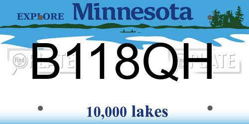 B118QH Minnesota License Plate