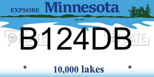 B124DB Minnesota License Plate