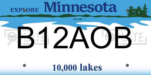 B12AOB Minnesota License Plate