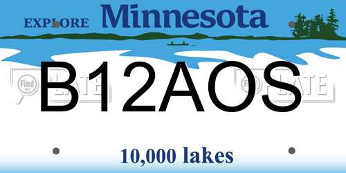 B12AOS Minnesota License Plate
