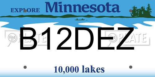 B12DEZ Minnesota License Plate
