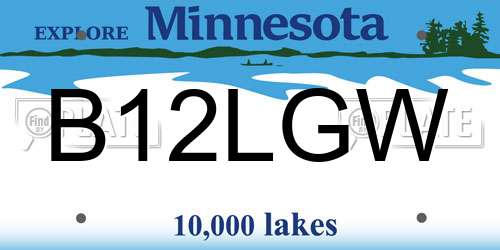 B12LGW Minnesota License Plate