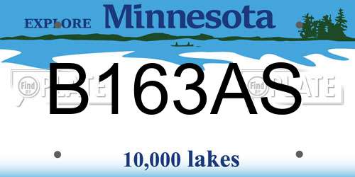 B163AS Minnesota License Plate