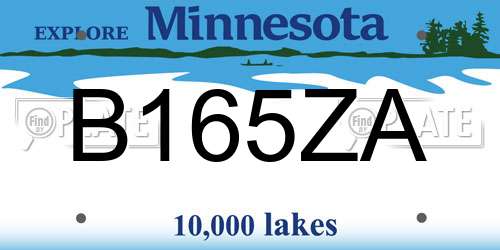 B165ZA Minnesota License Plate