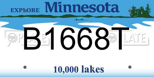 B1668T Minnesota License Plate