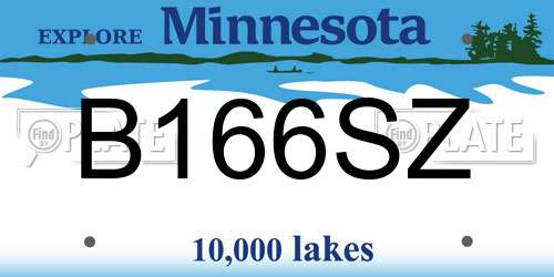 B166SZ Minnesota License Plate