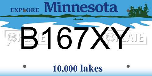 B167XY Minnesota License Plate