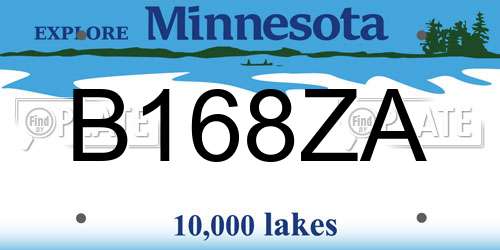 B168ZA Minnesota License Plate