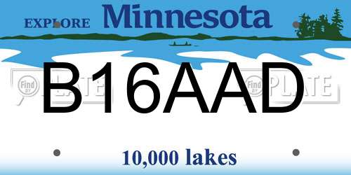 B16AAD Minnesota License Plate