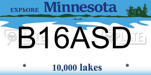 B16ASD Minnesota License Plate