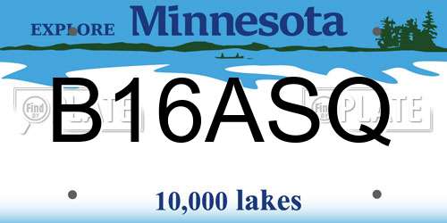 B16ASQ Minnesota License Plate