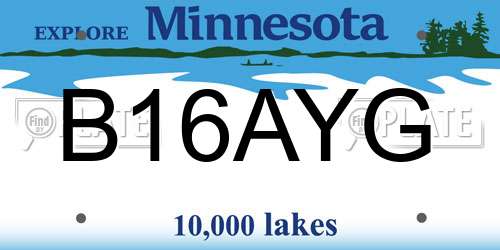B16AYG Minnesota License Plate