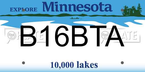 B16BTA Minnesota License Plate
