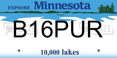 B16PUR Minnesota License Plate