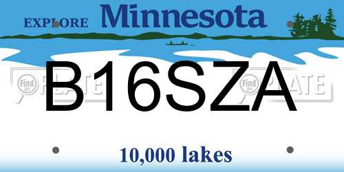 B16SZA Minnesota License Plate
