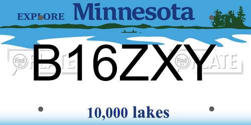 B16ZXY Minnesota License Plate