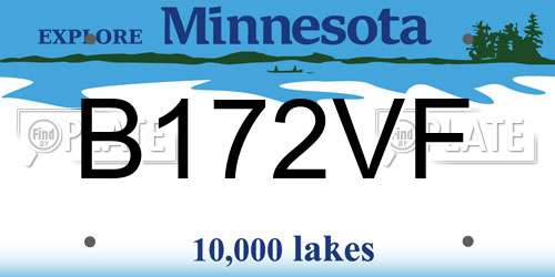 B172VF Minnesota License Plate