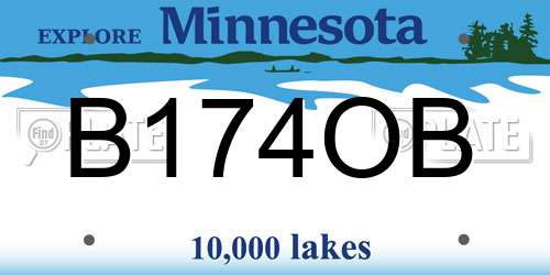 B174OB Minnesota License Plate
