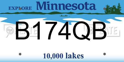B174QB Minnesota License Plate