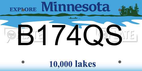 B174QS Minnesota License Plate