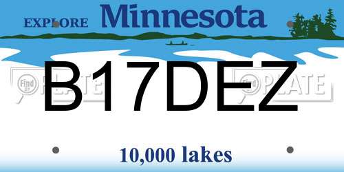 B17DEZ Minnesota License Plate