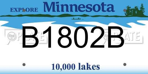 B1802B Minnesota License Plate
