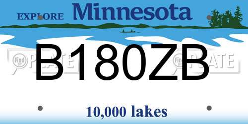 B180ZB Minnesota License Plate