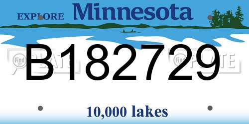 B182729 Minnesota License Plate