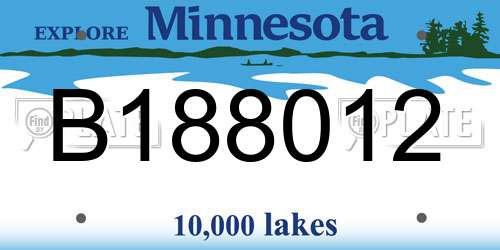 B188012 Minnesota License Plate