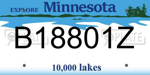 B18801Z Minnesota License Plate