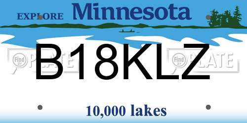 B18KLZ Minnesota License Plate