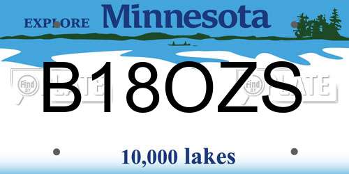 B18OZS Minnesota License Plate