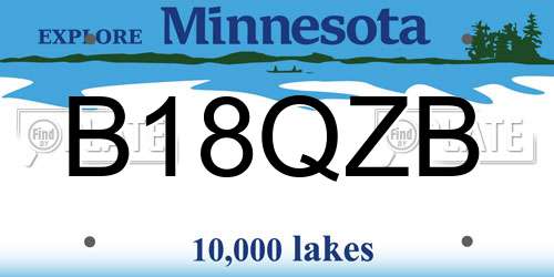 B18QZB Minnesota License Plate
