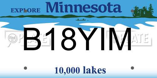 B18YIM Minnesota License Plate