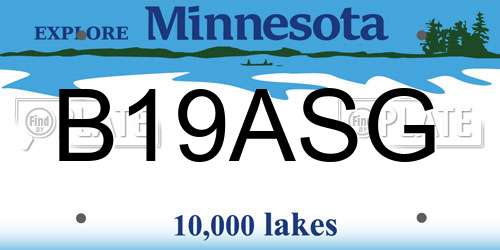 B19ASG Minnesota License Plate