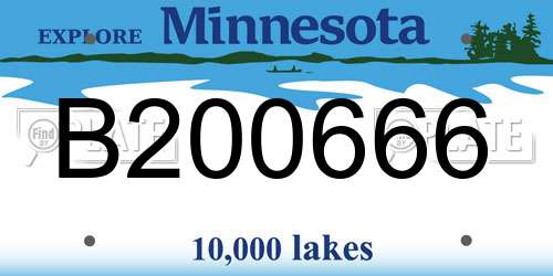B200666 Minnesota License Plate
