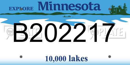 B202217 Minnesota License Plate