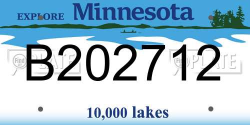 B202712 Minnesota License Plate