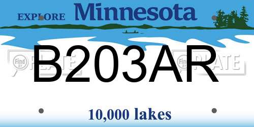 B203AR Minnesota License Plate