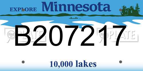 B207217 Minnesota License Plate