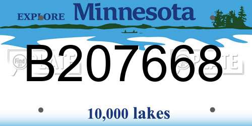 B207668 Minnesota License Plate