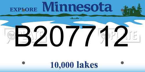 B207712 Minnesota License Plate