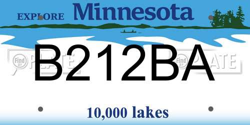 B212BA Minnesota License Plate