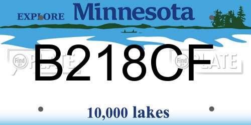B218CF Minnesota License Plate