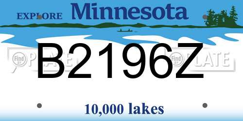 B2196Z Minnesota License Plate