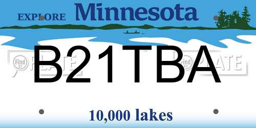 B21TBA Minnesota License Plate